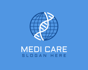 Pharmaceutic - Blue Globe DNA logo design