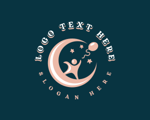 Night - Toddler Balloon Moon logo design