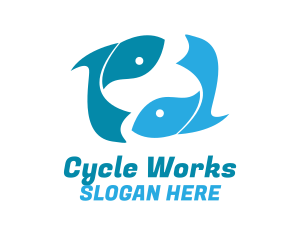 Cycle - Blue Fish Cycle logo design