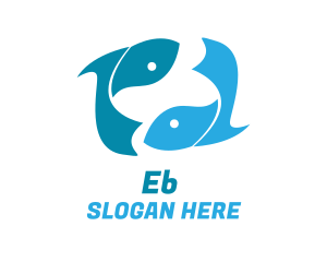 Eat - Blue Fish Cycle logo design
