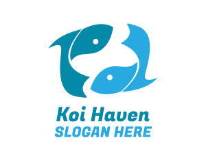 Koi - Blue Fish Cycle logo design