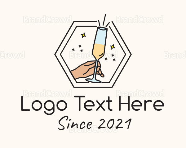 Hexagon Champagne Glass Logo