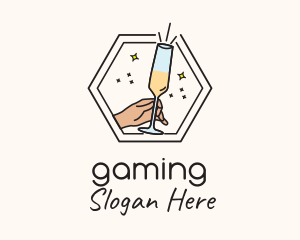 Hexagon Champagne Glass  Logo