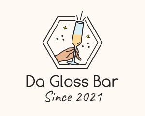 Hexagon Champagne Glass  logo design