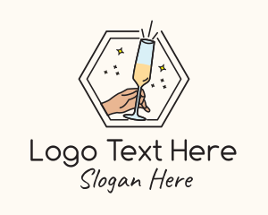 Hexagon Champagne Glass  Logo