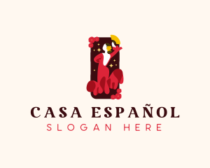 Spanish - Woman Flamenco Dancer logo design