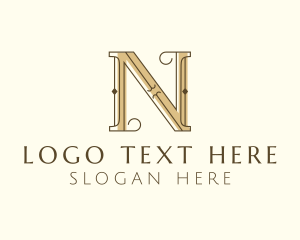 Lettering - Elegant Boutique Typography Letter N logo design