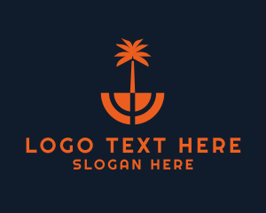 Beach Front - Tropical Coconut Tree logo design