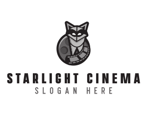 Filmstrip Reel Raccoon logo design