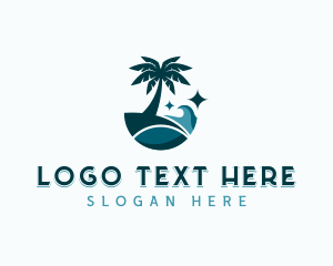 Palm Tree Beach Travel Logo