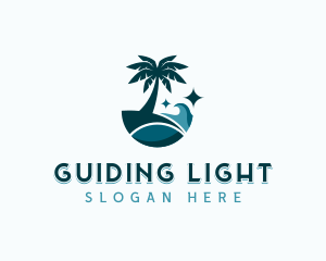 Palm Tree Beach Travel logo design