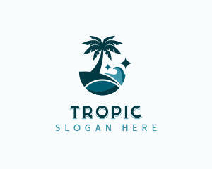 Palm Tree Beach Travel logo design