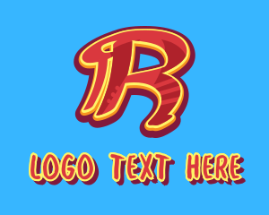 Graffiti Art Letter R logo design