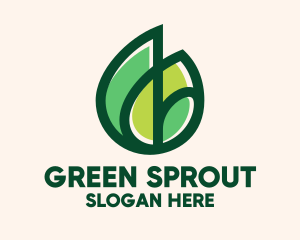 Organic Green Leaves  logo design