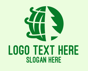 World - Global Pine Tree logo design