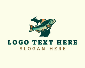 Map - Michigan Brook Trout Fish logo design