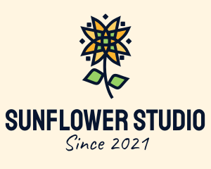 Sunflower - Geometric Sunflower Garden logo design