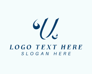 Blue - Pretty Swoosh Letter U logo design
