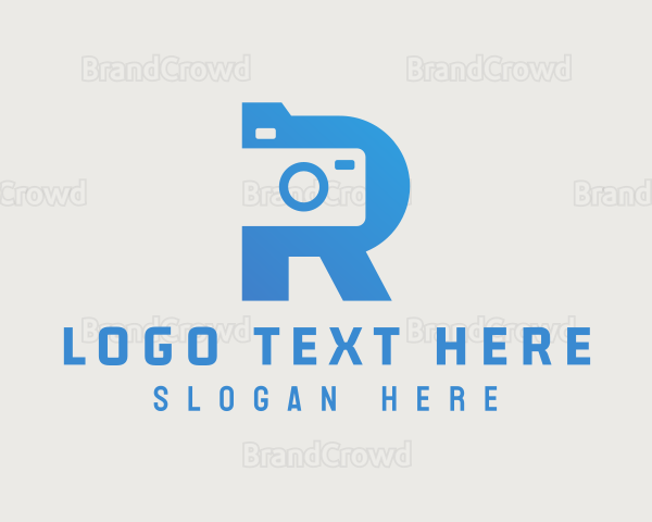 Blue Camera Letter R Logo