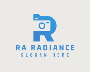 Blue Camera Letter R  logo design