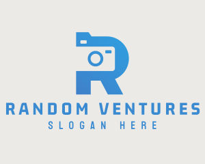 Blue Camera Letter R  logo design