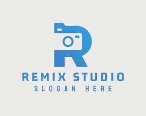 Blue Camera Letter R  logo design