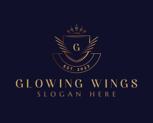 Royalty Wings Shield Badge logo design