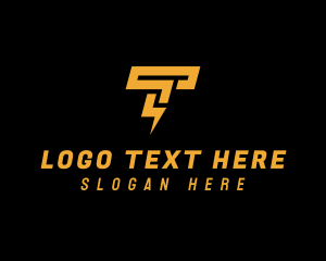 Lightning - Power Voltage Letter T logo design