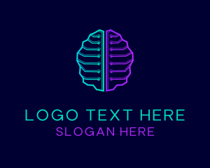 Brain - Mind Tech Circuit logo design