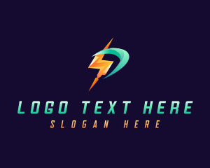 Lightning Energy Letter P logo design