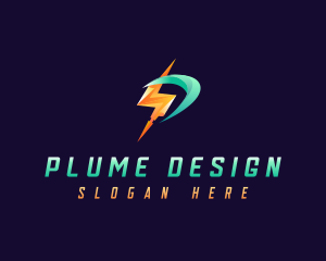 Lightning Energy Letter P logo design