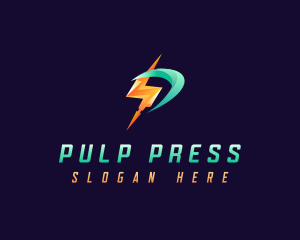 Lightning Energy Letter P logo design