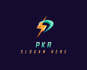 Lightning Energy Letter P logo design