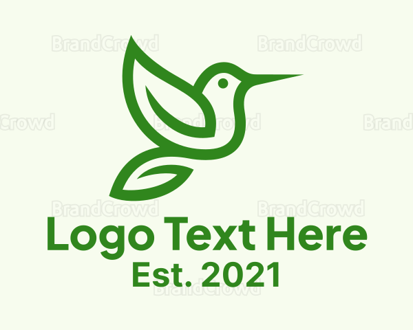 Minimalist Green Hummingbird Logo