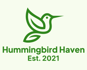 Hummingbird - Minimalist Green Hummingbird logo design