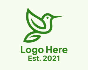 Wildlife - Minimalist Green Hummingbird logo design