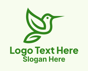 Minimalist Green Hummingbird Logo