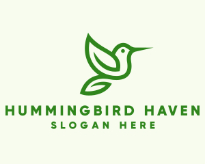 Minimalist Green Hummingbird logo design