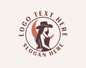Cowboy Hat - Cowgirl Woman Rodeo logo design