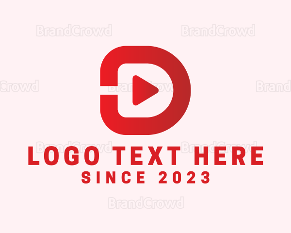 Play Button Letter D Streamer Logo
