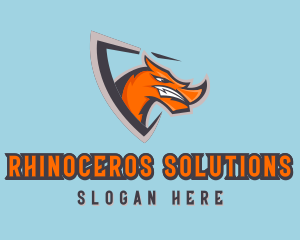 Rhinoceros - Wild Rhinoceros Shield logo design