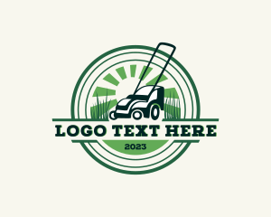 Emblem - Lawn Mower Yard Landscaping logo design