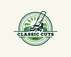 Lawn Mower Yard Landscaping logo design