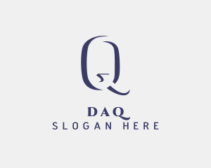 Blue Minimalist Letter Q Logo