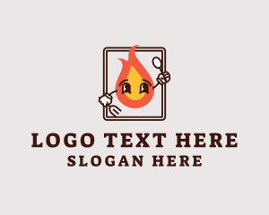 Roast - Kitchen Fire Utensils logo design