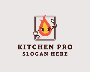 Kitchen Fire Utensils logo design