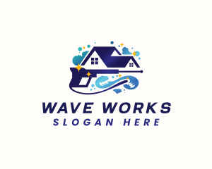  Wave Pressure Wash Cleaning logo design