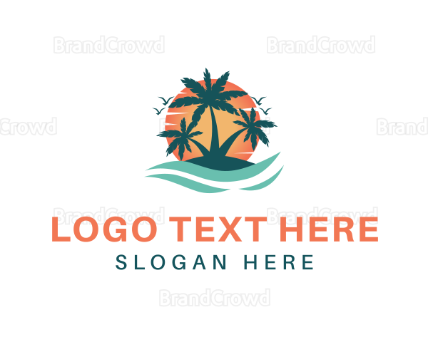 Tropical Beach Island Logo