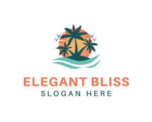 Tropical Beach Island Logo