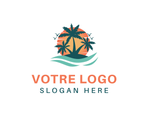 Tropical Beach Island Logo